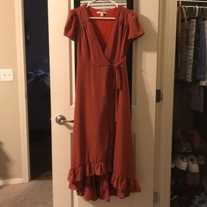 🌟Rust Orange Wrap Dress
